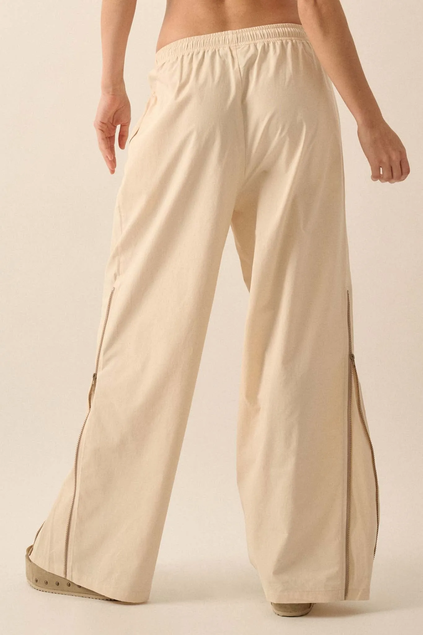 Zip It Up Side-Zip Wide-Leg Drawstring Pants