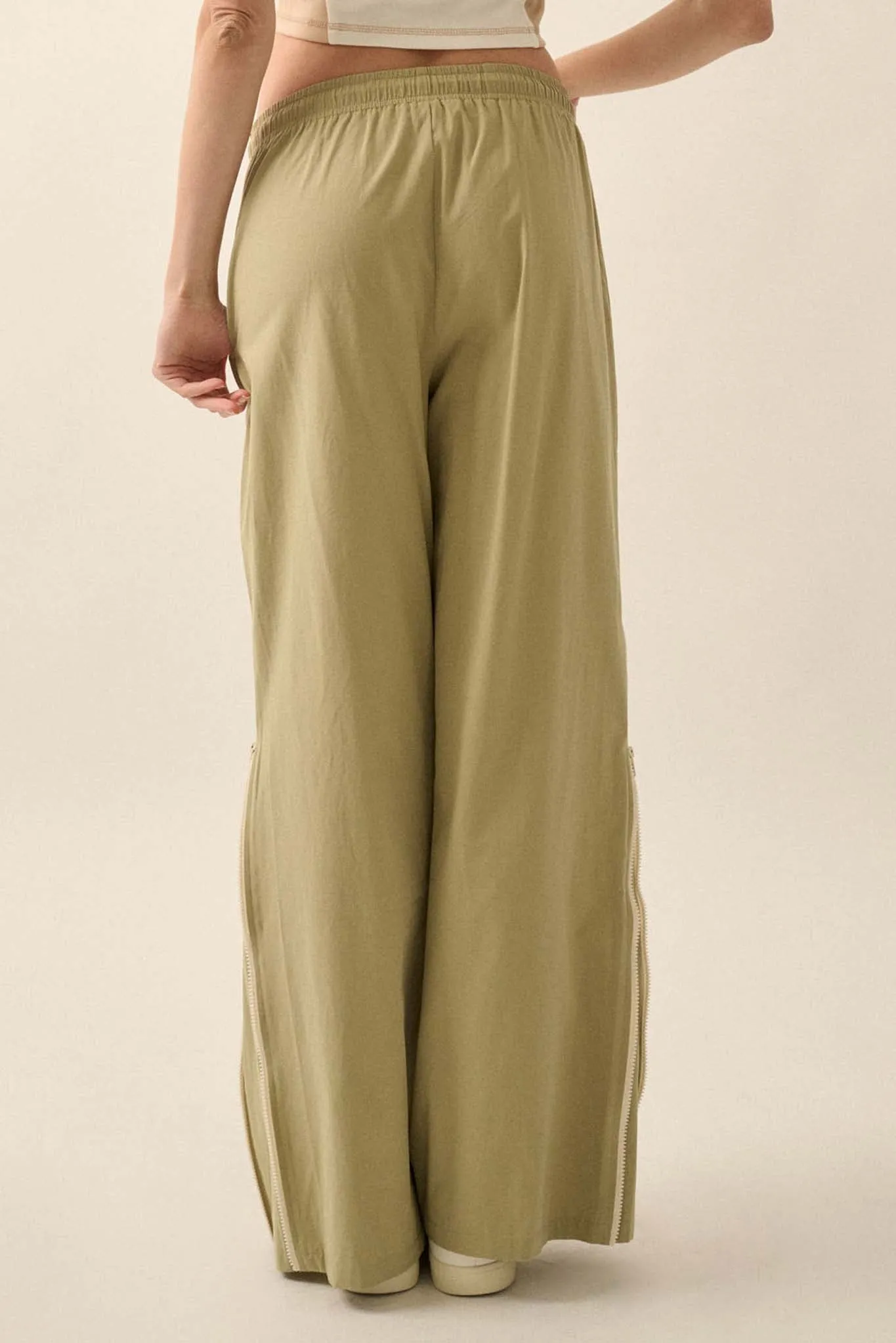 Zip It Up Side-Zip Wide-Leg Drawstring Pants